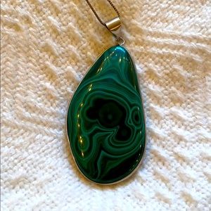 Beauty Green Malachite Necklace Italian silver